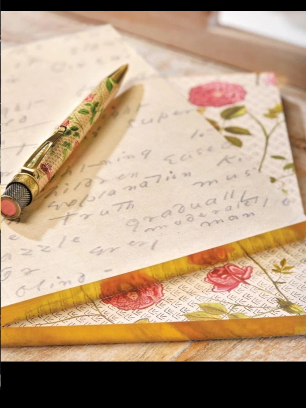 Levenger Emily Dickinson Rose-Print Notebook Set in Pink and Green